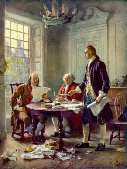 Jean Leon Gerome Ferris Writing the Declaration of Independence, 1776 Spain oil painting art